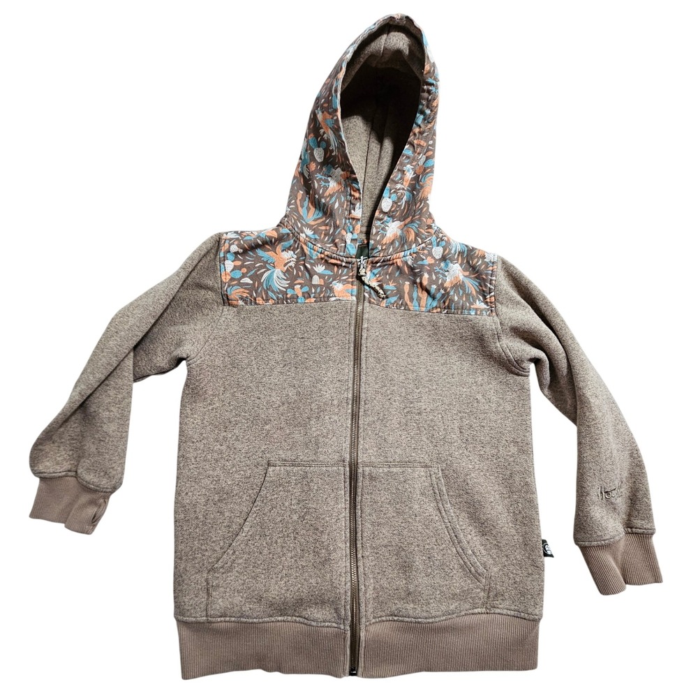 Howler Bros Full Zip Hoodie Kids XL Brown Tan Southwestern Print Yoke Hood *